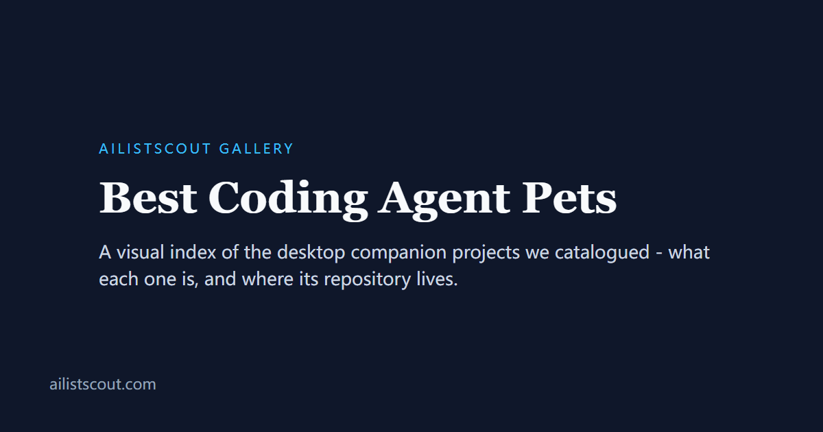 Title card for the Best Coding Agent Pets gallery on AIListScout