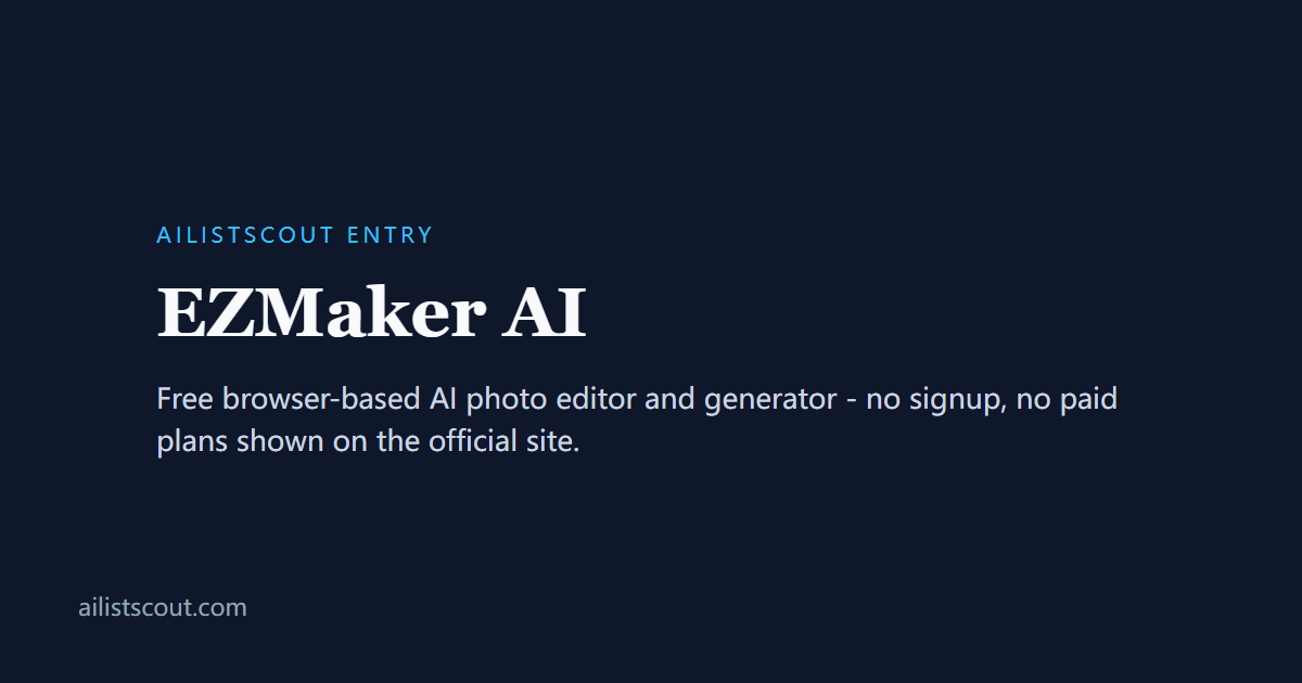 Title card for the EZMaker AI entry on AIListScout
