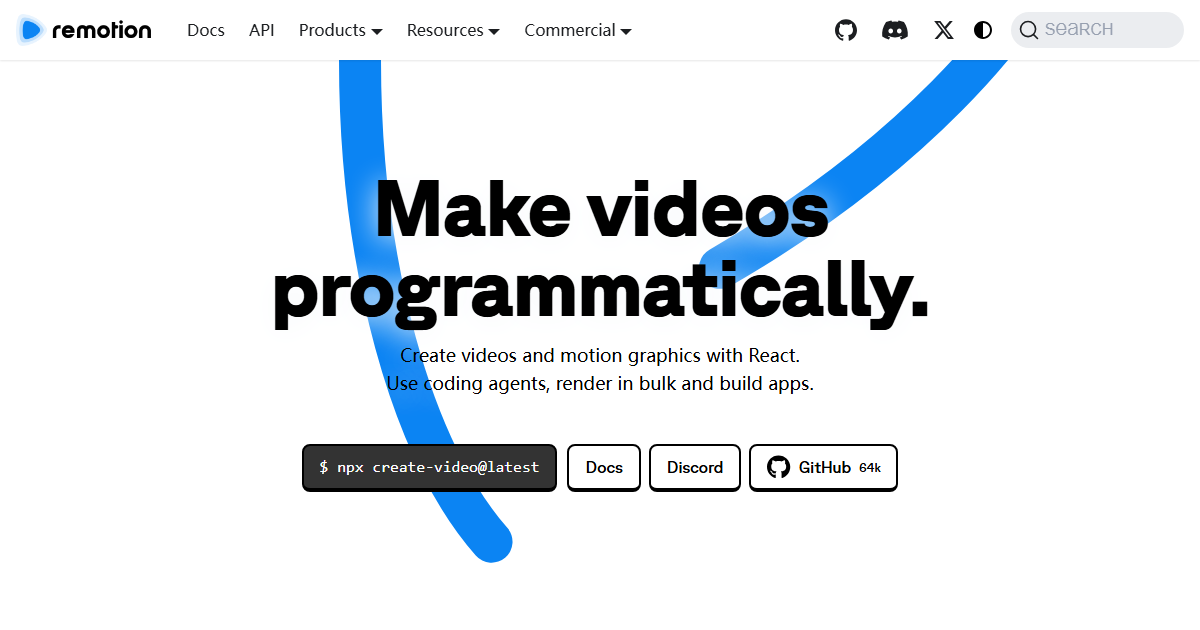 Screenshot of the Remotion official website